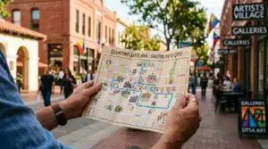Visitor holding walking map