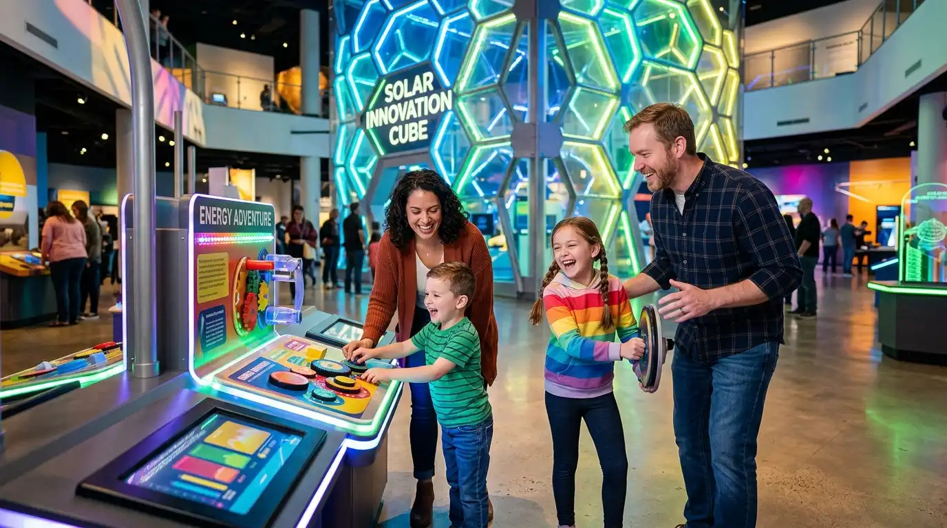 Family exploring science museum